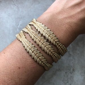Gold Feather Bangles (set of 3)